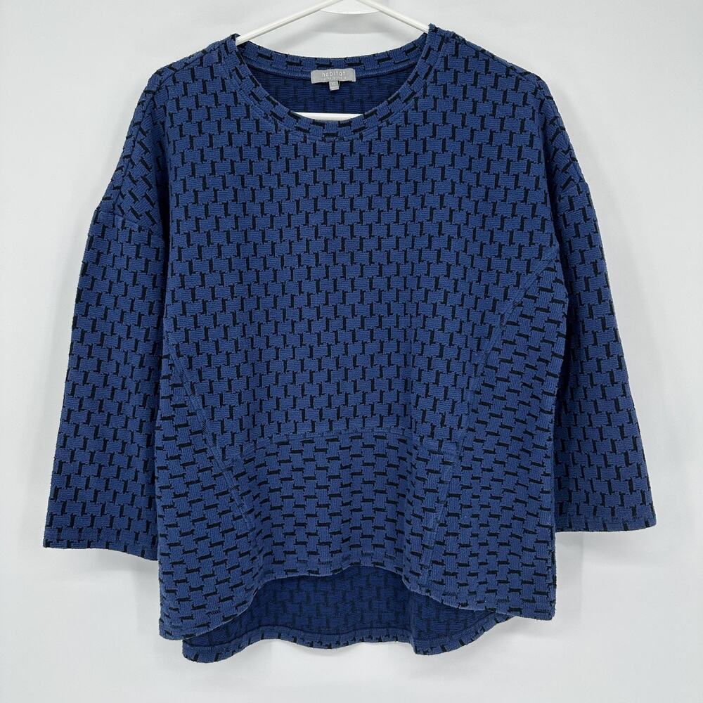 Habitat Sweater Womens Extra Small Blue Textured Knit High Low Pullover Top